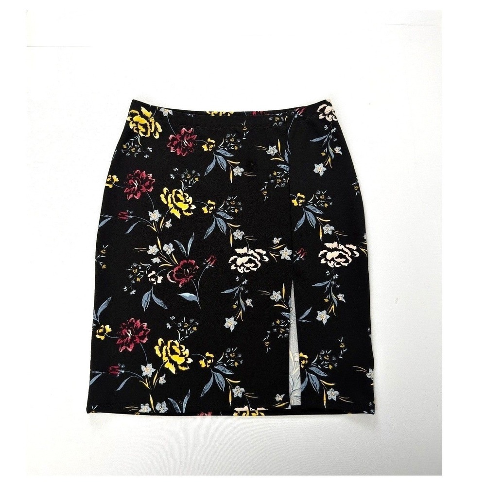 GBG Los Angeles Women Black Floral Side Slit Mini Skirt  R0VD00R7XA0 Size M